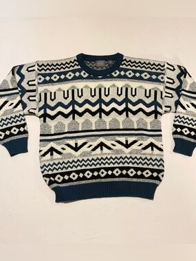 VTG 90s Riley Geometric Knit Grandpa Sweater Large